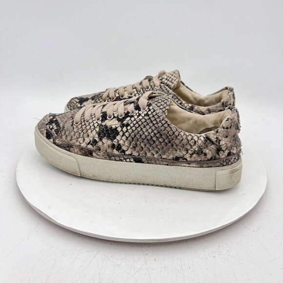 All Saints Trish Women Size EU 38 US 8 Beige Leather Snakeskin Print Shoe - Picture 7 of 14